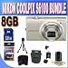 COOLPIX S6100 16 MP Digital Camera with 7x NIKKOR Wide-Angle Optical Zoom Lens and 3-Inch Touch-Panel LCD (Silver)+ 8GB SDHC Memory + SDHC Memory Card Wallet + Shock Proof Case w/Strap + USB Card Reader + Mini Tripod + Accessory Saver Bundle!!