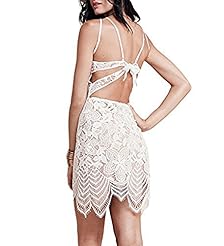 Summer Sleeveless Spandex Backless Lace Mini Dress 