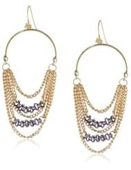 Steve Madden Purple Crystal Multi-Chain Chandelier Drop Earrings