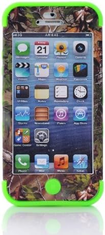 (Case for Iphone 4/4s) Bon Venu New design 3 in 1 Armor Defender Triple Layer Hybrid Real Tree Camo Hybrid Rubberize Soft TPU Back Skin Case Cover Navy Style Skin Protector Case Cover for iPhone 4 4s + Screen Protector (Pattern 2)