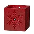 Colonial Candle Red Glitter Snowflake Tea Light Holder