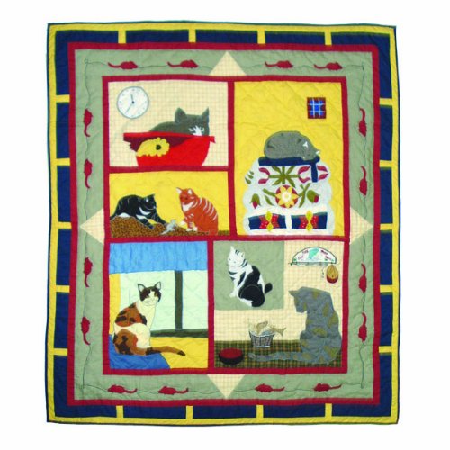 Patch Magic 50-Inch by 60-Inch Cat Tales Throw