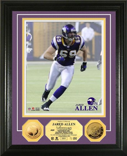 Jared Allen Framed Minnesota Vikings 24KT Gold Coin Photo Mint