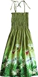 Smocked Sundress - Women's Floating Martini Spaghetti Strap Hawaiian Aloha Tube Top Knee Length Cotton Sun Dress