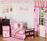 Pink and Green Girls Jungle Toddler Bedding 5 pc Set
