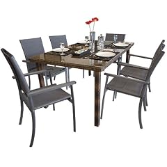 7tlg. Gartengarnitur 160x95cm + 6 Stapelst�hle 2x1 Textilen