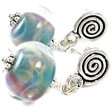 Sterling Silver Lampwork Glass Drop Earrings Blue Cloud
