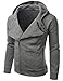 Doublju Mens Rider Hood Asymmetry Zip Up