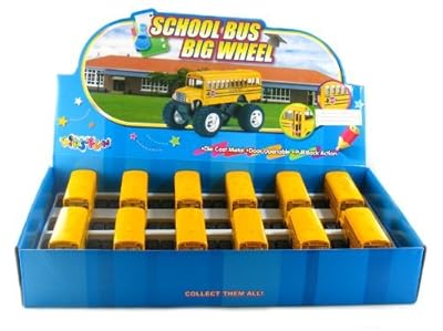 12 pcs in Box: 5" Die Cast Monster Wheel School Bus, Pull Back Action (Yellow)