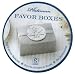 50 Count Platinum/Silver Favor Boxes with White Ribbon Ties & Round White & Platinum/...
