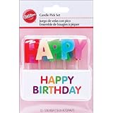 Wilton W2811-7-702 Candle Pick Set, 3-Inch, Happy Birthday Rainbow, 13-Pack