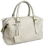 Bottega Veneta Montaigne Woven Cream Leather Satchel 173398/V00A2/9541