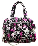 Black Scribble Heart, Star, Skull, Purse Shoulder Tote Hand Bag