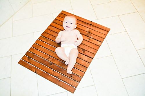 Slatz Anti-Slip Roll-Out Thermally-Treated Wood Mat for Bath/Kitchen/Garden (Nordic Pine) (30")