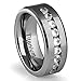 8MM Men's Titanium Ring Wedding Band with Flat Brushed Top and Channel Set CZ