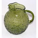 VintageOliveGreenCrackedIceGlassPitcher