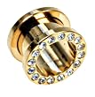 ANODIZED FLESH TUNNEL PLUG WITH CLEAR RHINESTONES 4G - Sold As A Pair