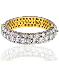 Rose Cut Diamond Bangle 14kt Yellow Gold Bracelet Silver Victorian Style Jewelry