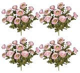 Four Pieces of 18" Artificial Ranunculus Flower Bushes