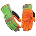 Kinco 2012HV KincoPro Hi-Visibiilty Unlined Driver Easy On Synthetic Leather Glove with Green Back, Work, Large, Orange (Pack of 6 Pairs)