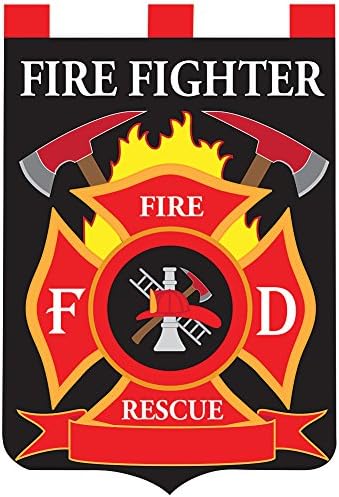 Firefighter Fire Department Rescue Hero House Flag Pole Banner - 42" x 29"