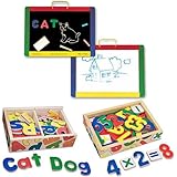 Melissa and Doug Magnetic Chalk / Dry Erase Board with Magnetic Wooden Alphabet and Numbers Bundle