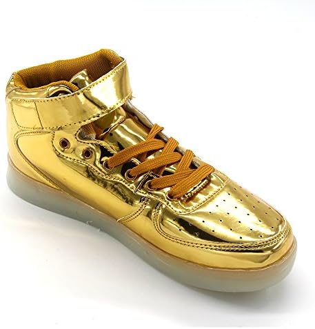 Golden Women High Top USB Charging LED Shoes Flashing Sneakers 39