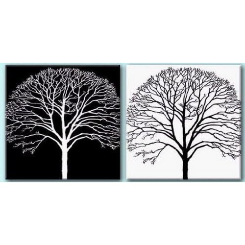 Hand Painted Canvas Art Black and White Painting Tree of Life Large Oil Painting 2