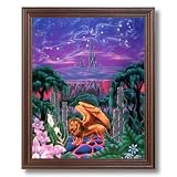 Virgo Leo Lion Zodiac Stars Astrology Home Decor Wall Picture Cherry Framed Art Print