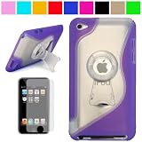 Durable Protective Two Tone Rubberized Crystal Hard Case Cover with Stand Alone Kickstand for Apple iPod Touch 4th Generation (8GB 16GB 32GB) iPod Touch 4 Latest Gen (Many Colors Available) + Clear Screen Protector for Apple iPod Touch 4th Generation, Pur Durable Protective Two Tone Rubberized Crystal Hard Case Cover with Stand Alone Kickstand for Apple iPod Touch 4th Generation (8GB 16GB 32GB) iPod Touch 4 Latest Gen (Many Colors Available) + Clear Screen Protector for Apple iPod Touch 4th Generation, Pur