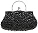 Albabara Satin Beaded Handmade Clutch Purse Evening Handbags,Black