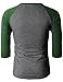 H2H Mens Active Slim Fit Raglan Baseball 3/4 Sleeve Henley Premium T-Shirt DARKGREEN US M/Asia L (CMTTS0174)