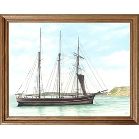 Victorian Shipping Boat Ocean Landscape Picture Oak Framed Art Print