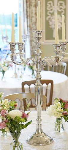 Set of two 31 inch Silver-plated Aluminum 5 Light Candle Stick Holder Candelabra