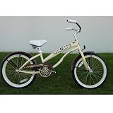 Kids Bikes Vanilla Color Girls Beach Cruiser 20 inch Extended Frame