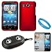 Red Durable Protective Rubberized Crystal Hard Case Cover for AT&T Wireless New HTC Inspire 4G Android Smart Phone + Mirror Screen Protector + Includes Black Portable Multi Purpose Case with Built in Audio Speakers + SumacLife TM Wisdom Courage Wristband