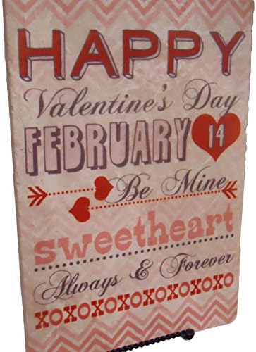 Marble Valentines Day Subway Art Tile with Chevron Motif