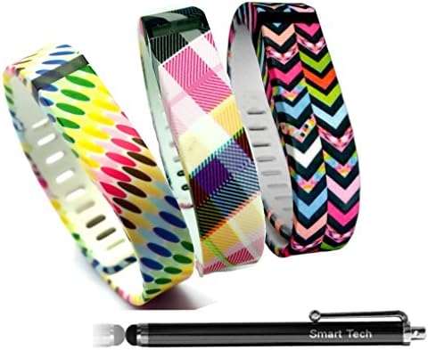 Smart Tech Store 3PCS Set Colorfull Squares, Waves Lines and Colorfull Circles Style Replacement Band With Clasp for Fitbit FLEX Only /No tracker/ Wireless Activity Bracelet Sport Wrist band Fit Bit Flex Bracelet Sport Arm Band Armband