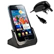Premium USB Sync Dock Desktop Charger Docking Station Cradle Stand + UK AC Mains Charger / Wall Charger for Samsung Galaxy S2 II 2 i9100 (Black)