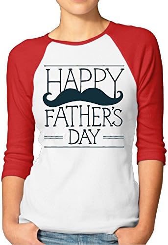 LBGN Women's 3/4 Sleeve 100% Cotton Baseball Fathers Day T-Shirt Sport Red XL