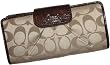 Women's Coach Ashley Signature Sateen Slim Envelope Wallet Khaki/Mahogany