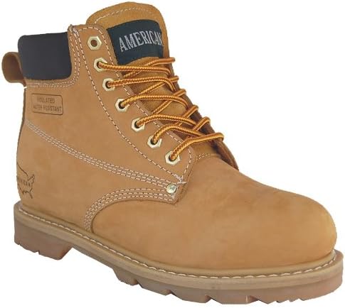 SHOE ARTISTS RUGGED SAFETY STEEL TOE 6 Inch Leather Men's Work Boots, Wheat Size7.5