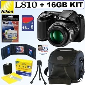 Nikon COOLPIX L810 16.1 MP Digital Camera (Black) + 16GB Accessory Kit
