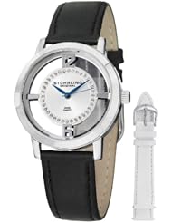 Stuhrling Original Womens 388L2.SET.01 Winchester Tiara Stainless Steel and Swarovski Crystal Watch with Additional Leather Strap