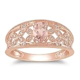 10K Rose Gold, Diamond and Morganite Ring, (.2 cttw, G-H Color, I2-I3 Clarity)