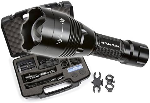 Ultra Stream Led 6 Inch Focusable Flashlight, Predator Hunting Kit, Gun Mount 300 Yards (White Red Green)