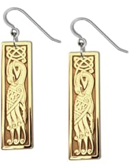 14K Yellow Gold Celtic Peacock Celtic Earrings. Made in USA.