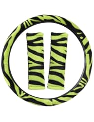 Automotive Parts and Accessories: OxGord Velour Zebra Print Steering Wheel Cover, Green - OxGord