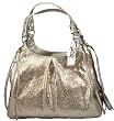 Coach Crackled Metallic Platinum Gold Leather Maggie Hobo Handbag 13898