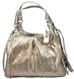 Coach Crackled Metallic Platinum Gold Leather Maggie Hobo Handbag 13898